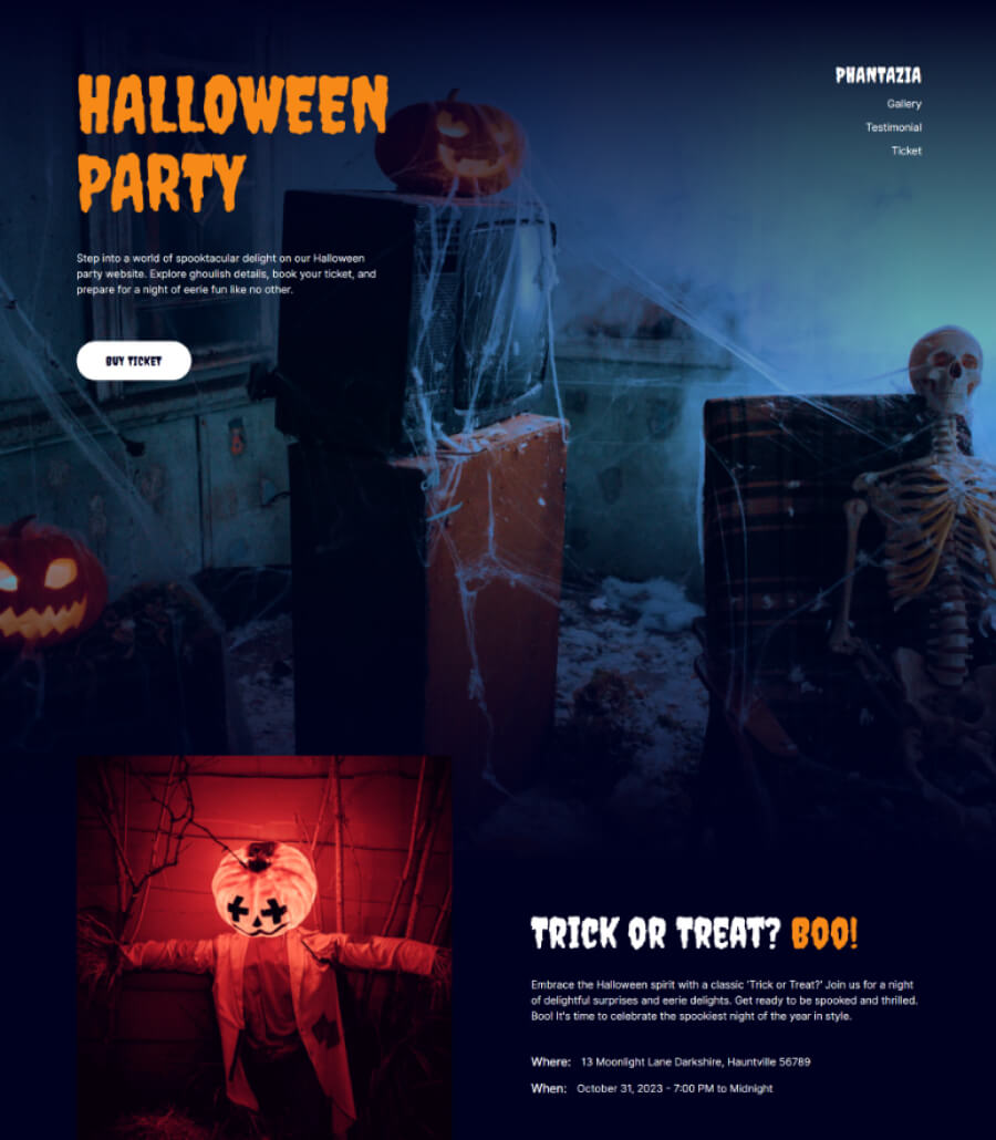 Phantazia - Halloween Landing Page